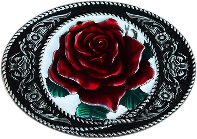 Seternaly Vintage Floral Rose Engraved Belt Buckle Western Cowboy Belt Buckles Fits 1.5 inch Belt for Men Women - Image 1
